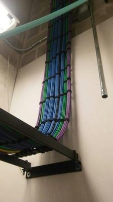 CAT 6 DROPS DRESSING, SEPARATING COLORS INDICATING CLEARLY DATA, AV, ACCESS POINTS AND CAMERAS.