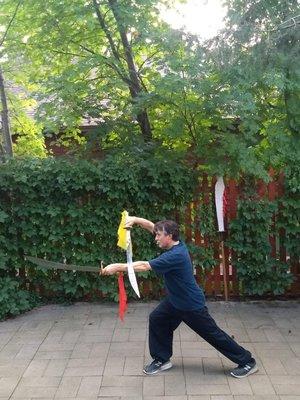 Practicing Double Broad Sword