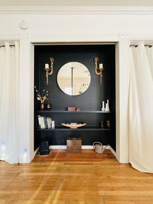 1930s vintage apartment broom closet makeover.