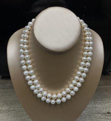 Double Strand 12mm Freshwater Pearl Necklace