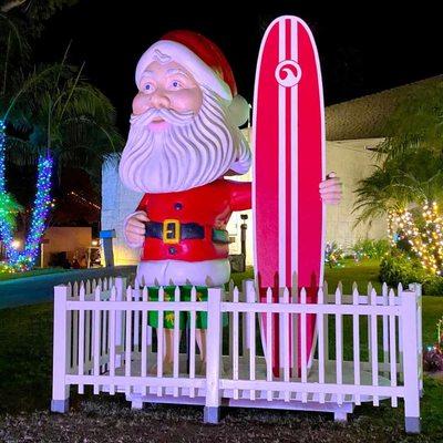 Surfing Santa at Dana Point Harbor