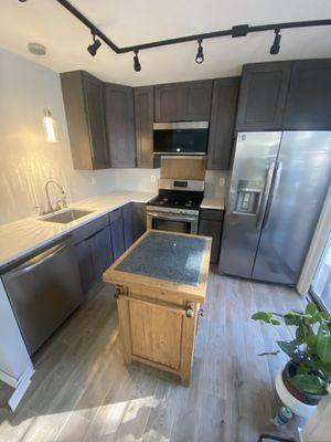 Our kitchen with brand new quartz countertops