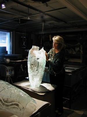 Pam Morris working cold glass