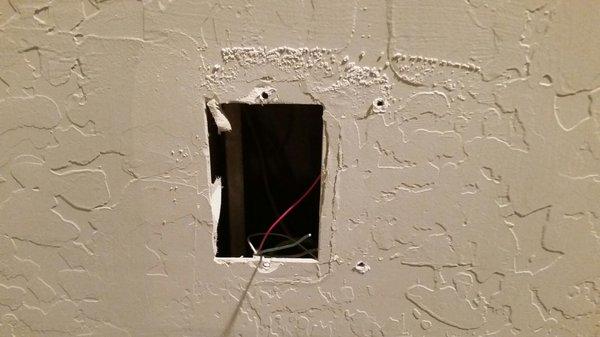 Guard O Matic left holes in wall and did not repair them.