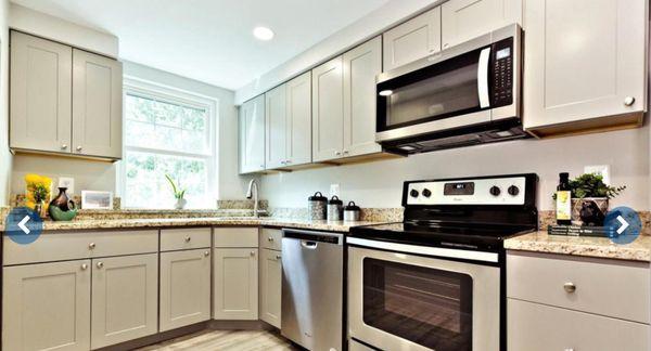 All new cabinets and counter top. New appliances and floor. This kitchen was shot out of the seventies into today.