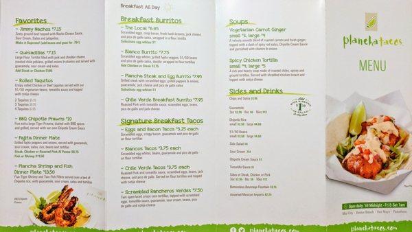 Takeaway menu from the Pasadena location. (Back)