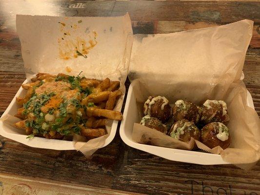 Spicy ahi fries & takoyaki starters (SO DELICIOUS!!)