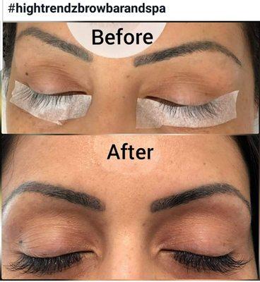 After before natural eyelash extensions.