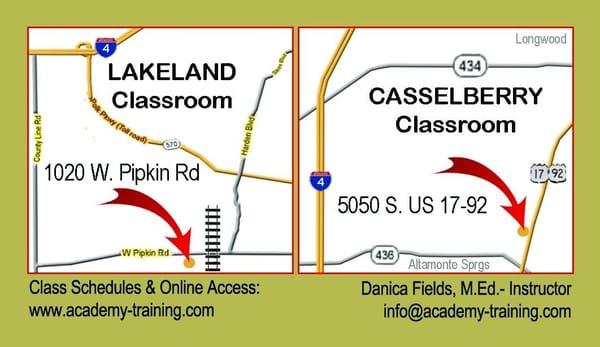 Location map for Lakeland & Casselberry