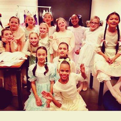 Academy students as "Party Girls" backstage for the 2016 Nutcracker on the TNCC Campus at the Mary T Christian Auditorium