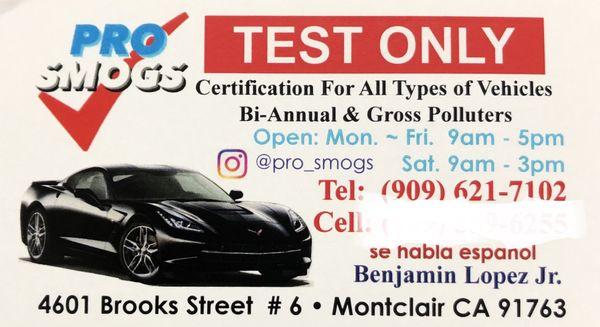 Figueroa Smog Test Only