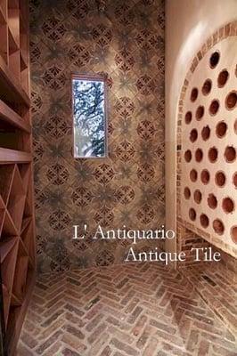 Fantastic Wine Cellar installation of Antique Tile P600 from LAntiquario.com