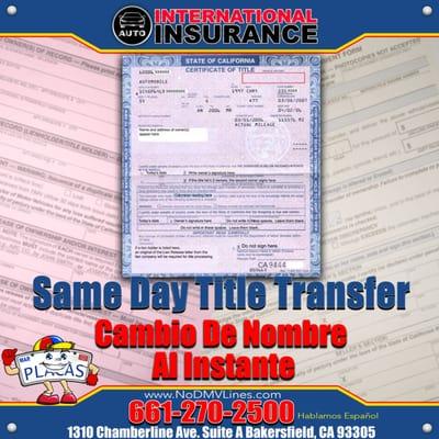 Title Transfer Bakersfield DMV Alternative www.NoDMVLines.com