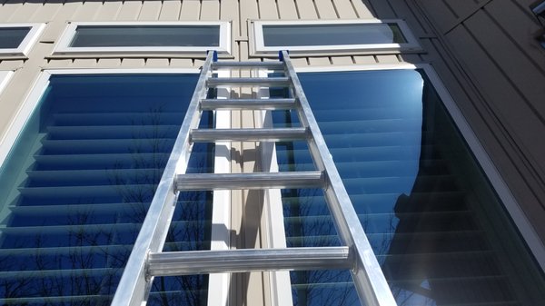 We ladder and hand wash all windows!