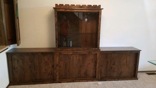 Custom Knotty Alder Hutch with wine cabinet