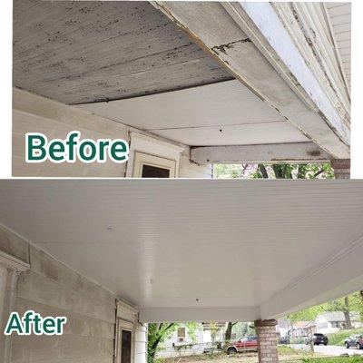 Restoring the ceiling of a porch