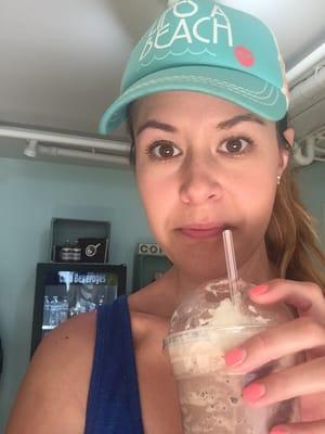 Yummy Mocha Frappe on this hot beach day! I wanted shave ice too!!