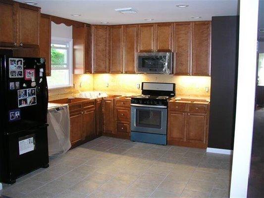 A new raised ranch kitchen with the wall to the dining room removed