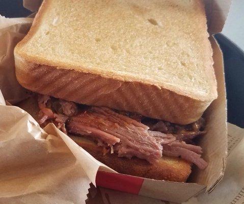 Save yourself the money and opt for the roast beef over this brisket sandwich.