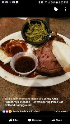 Saturday night prime rib special with soup and salad bar