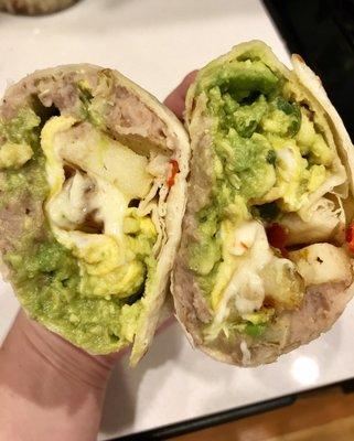 Guacamole breakfast burrito