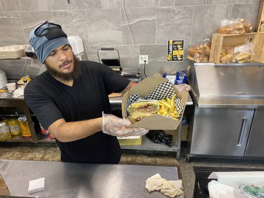 Chopped cheese and fries