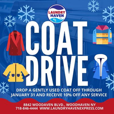 Drop a gently used coat at our location to help others in need!