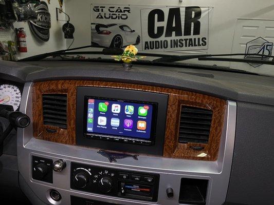 Ram Navi CarPlay radio installation.