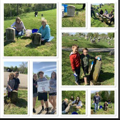 Annual headstone cleaning clinic at Woodhill Cemetery.