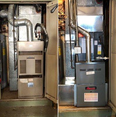 Out with the old, and in with the new! Amana Furnace Replacement. 2020