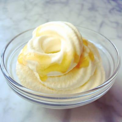 Organic milk soft serve ice cream with honey