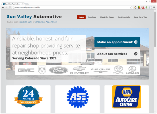 Sun Valley Automotive - Custom HTML & CSS Website