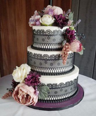 Lace gothic wedding cake