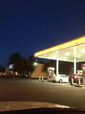 Shell station at night