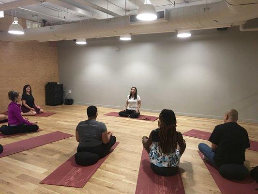 Leading Mindfulness Meditation at Athleta Studios