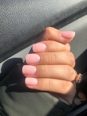 Bubble bath pink dip manicure