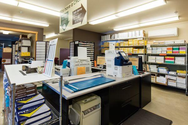 Self-serve cutting & shredding station