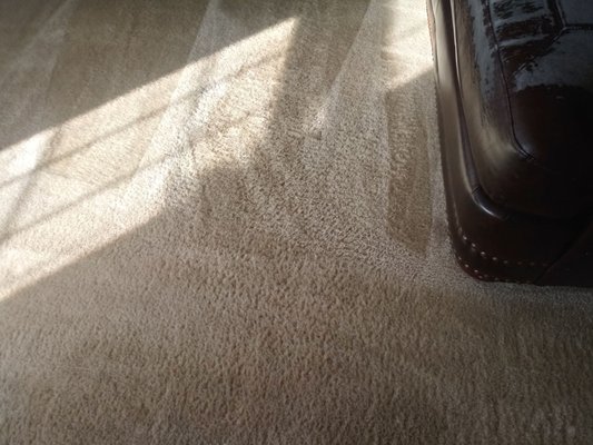 Before and after carpet restoration