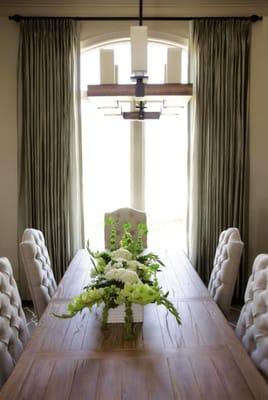 Need to add a touch of color to a room? Why not try floor to ceiling drapes for a dramatic effect.