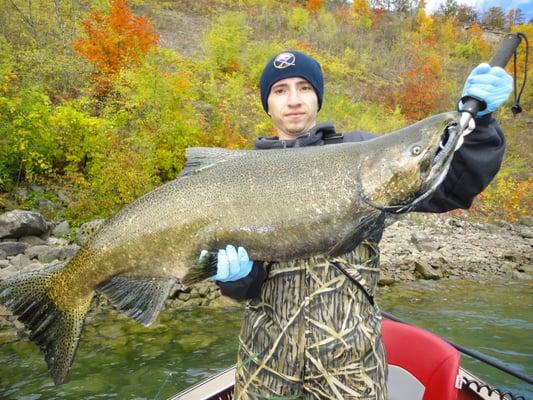 Capt John's son Vincent with a beautiful fall King Salmon