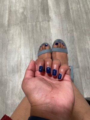 Basic regular mani pedi in round shape