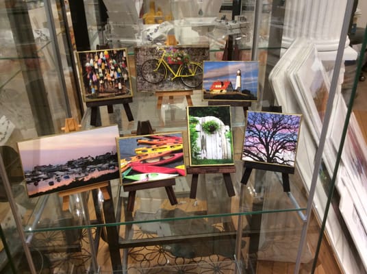 Easel prints. Embellished photos on canvass with mini easel.