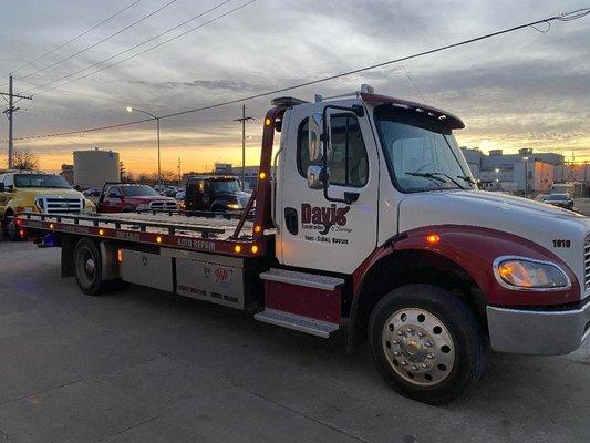 One of many tow trucks