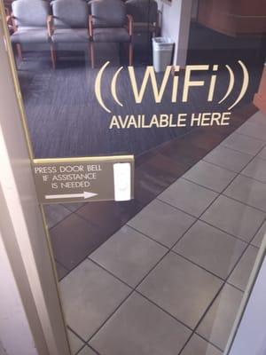 Complimentary wifi AND in the event the door is locked a doorbell. ;)