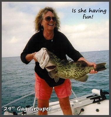 What's better than going fishing? Going fishing and catching a big ol' gag grouper.