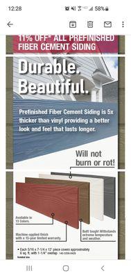 Fiber Cement Siding at Menard's plus 11% Rebate Too!   6/1/2021