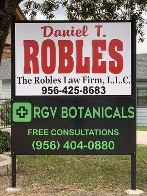 The new Robles Law Firm signage at 418 W. Tyler Avenue, Harlingen, Texas.