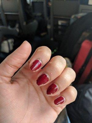 All my nails chipped after 6 days. Not worth it.