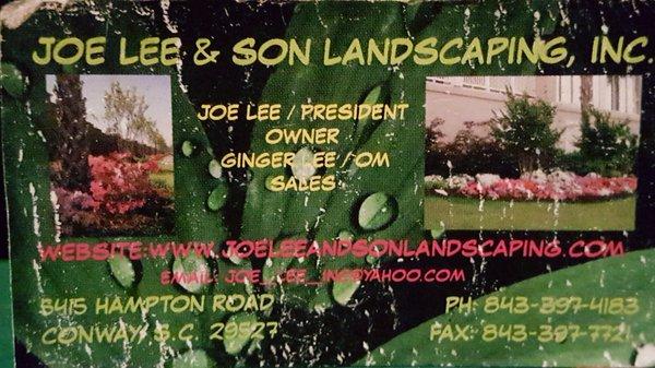 Joe Lee & Son Landscaping, inc.
 Old business card.