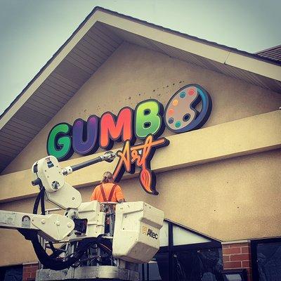 You can't miss Gumbo Art from the colorful neon sign on the building.